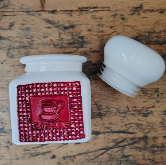 White Milk Glass Vintage Coffee Canister - Picture 2 of 6